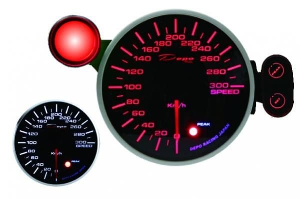 Přídavný budík Depo Racing 115mm - rychloměr s indikátorem max. rychlosti a možností měření pomocí GPS