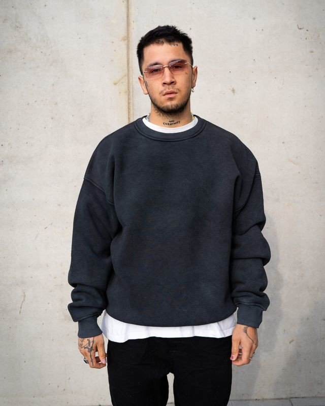 Vilgain Oversize Heavy Crew Neck M/L Jet black - mineral wash