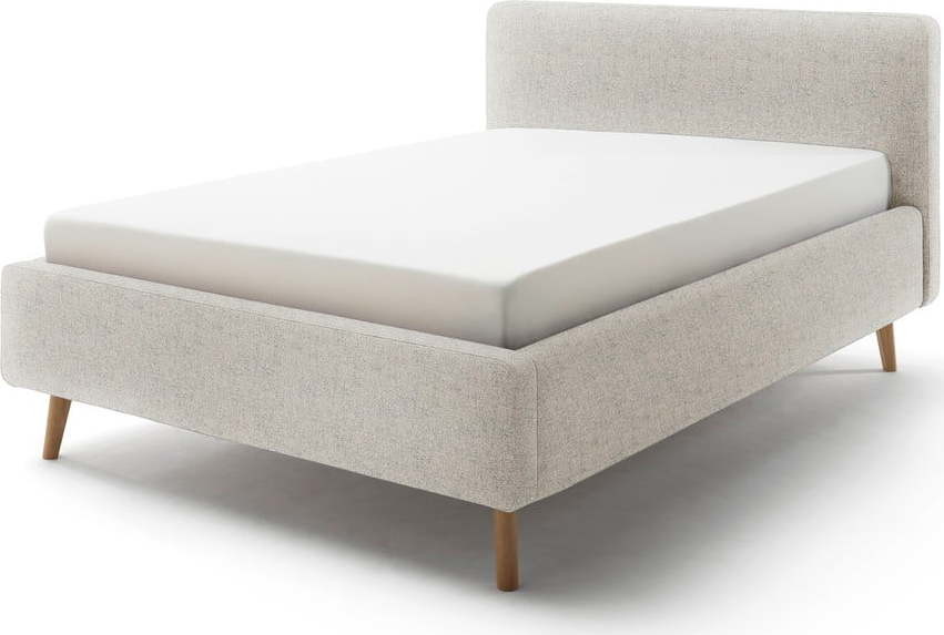 Béžová čalouněná dvoulůžková postel s úložným prostorem s roštem 140x200 cm Mattis – Meise Möbel