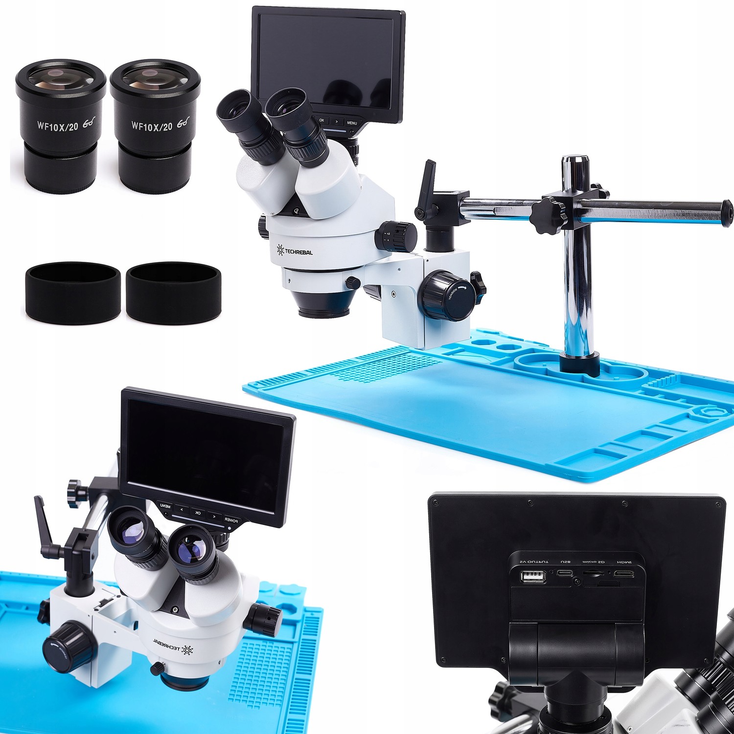 Optický Stereoskopický Mikroskop 10HT Monitor S Kamerou Rameno Základna Sada