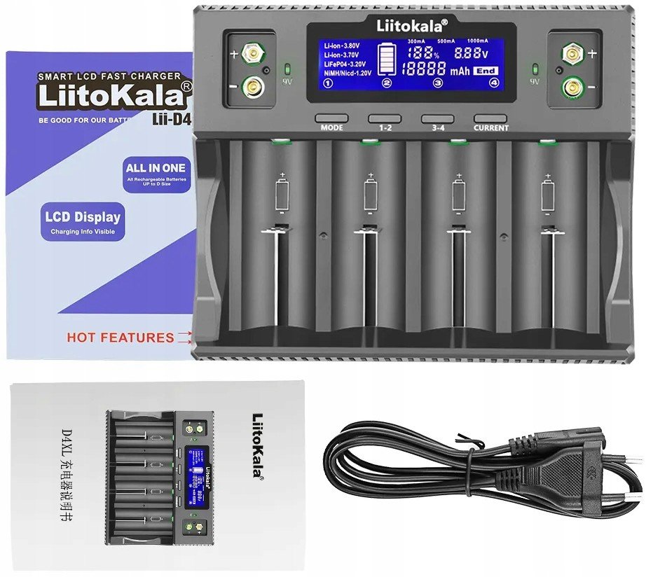 Univerzální nabíječka LiitoKala Lii-D4XL Li-ion 18650 s Eu adaptérem