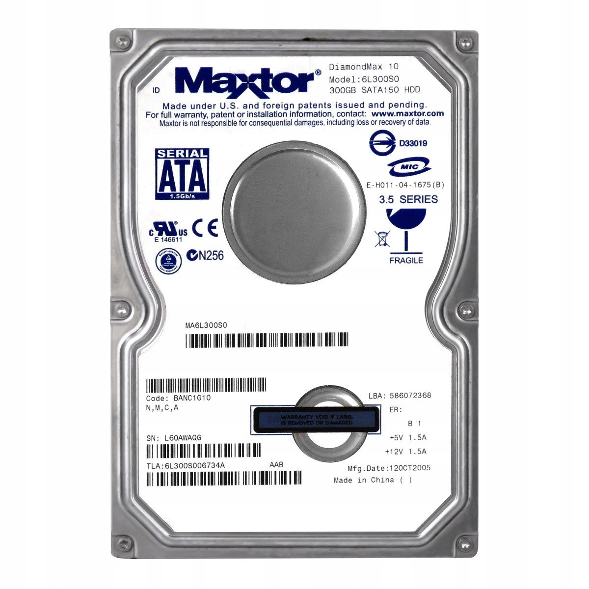 Maxtor DiamondMax 10 300GB 7.2K 16MB Sata 3.5'' 6L300S0