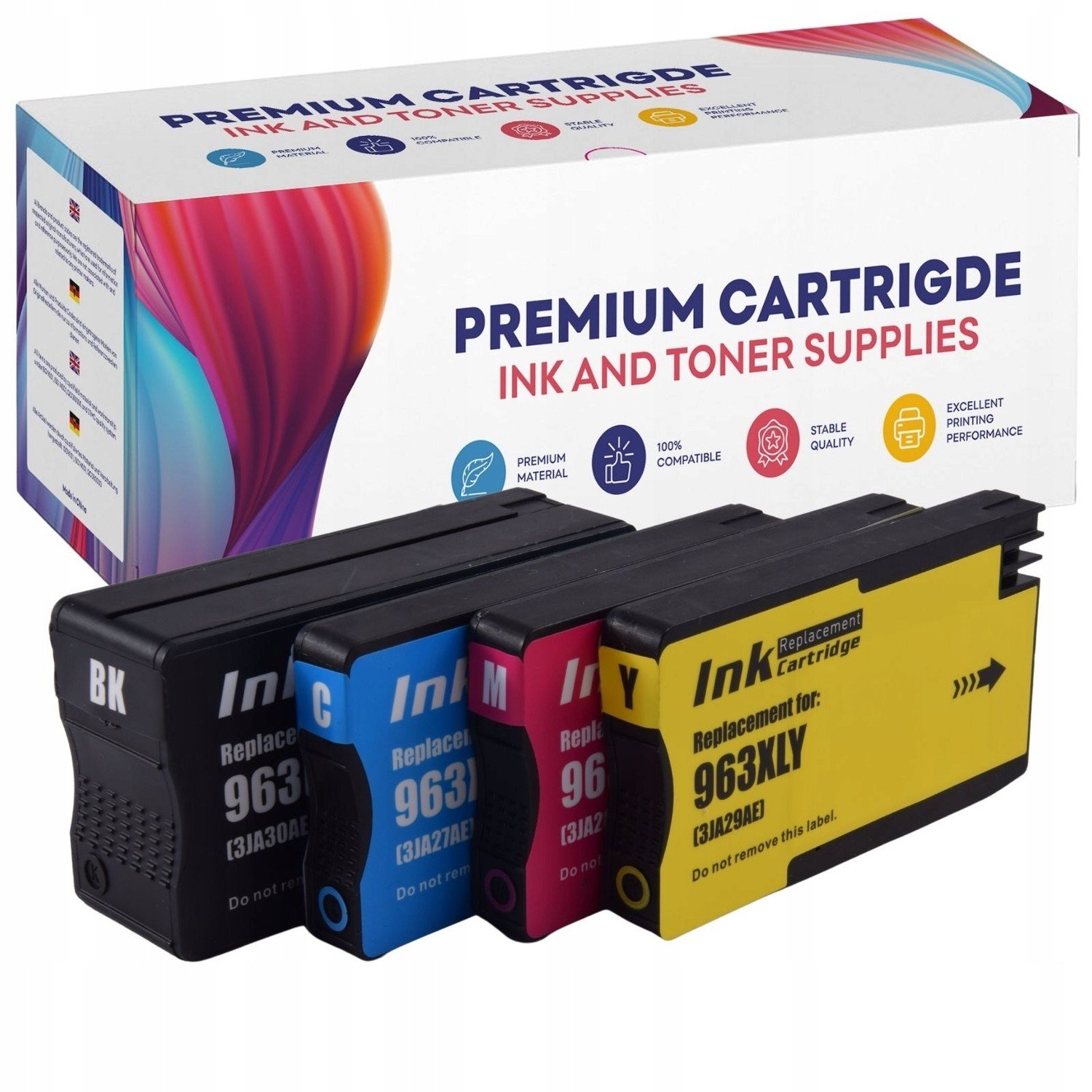 4x Inkousty pro Hp 963XL OfficeJet Pro 9010 9012 9013 9020 9021 9022 9023 9025