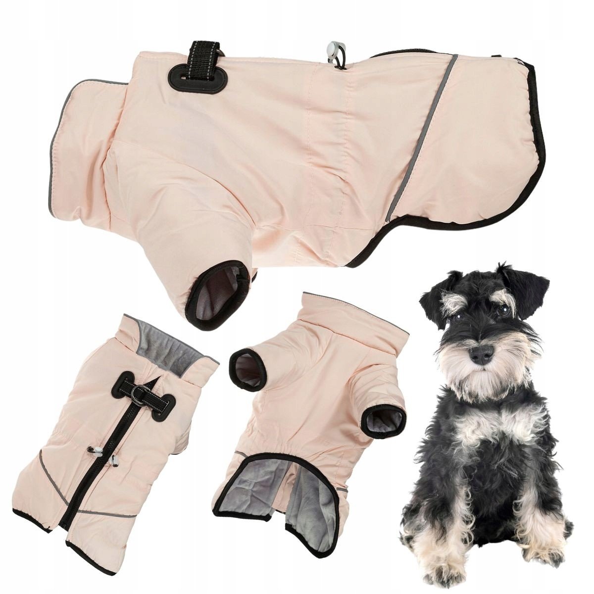 Obleček pro psa na zimu teplý Kurtník s reflektorem držák na vodítko XXL