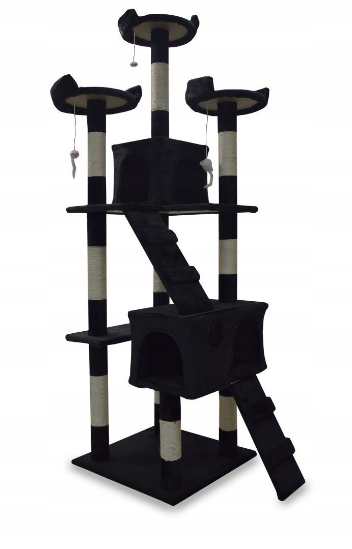 Škrabadlo pro kočky 170CM Šedé V Tlapkách Schůdky Domečky