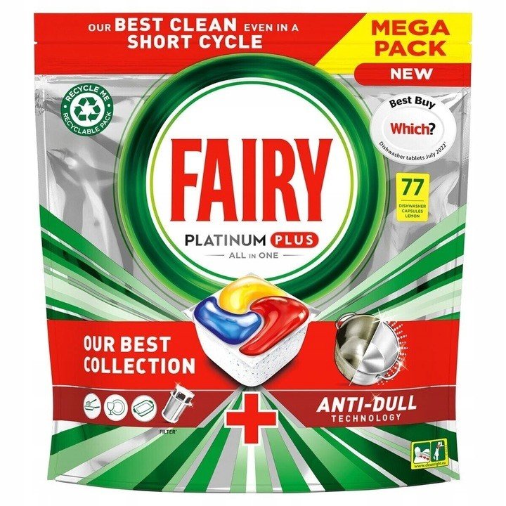 Fairy Platinum Plus Lemon 77 ks Vůně do myčky Brilly Green Apple