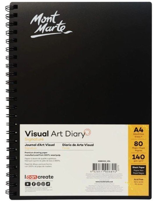 Mont Marte Spirálový blok Mont Marte A4 - 80 listů černých papírů - 140 g/m2 - MSB-0022