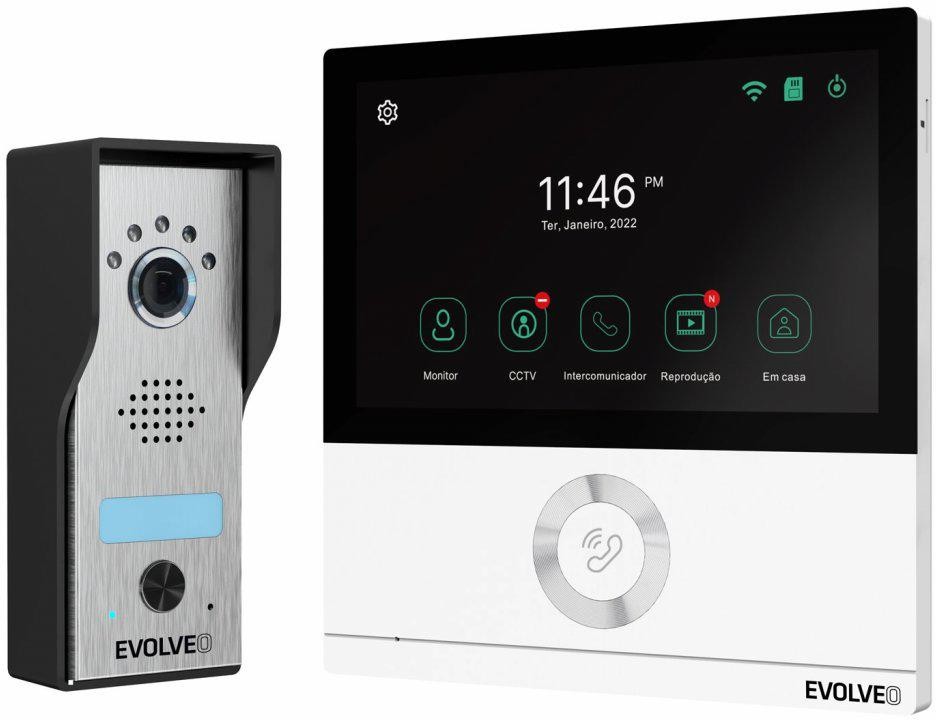 EVOLVEO DoorPhone AHD7, Sada domácího WiFi videotelefonu s ovládáním brány nebo dveří, bílý monitor (DPAHD7-W)