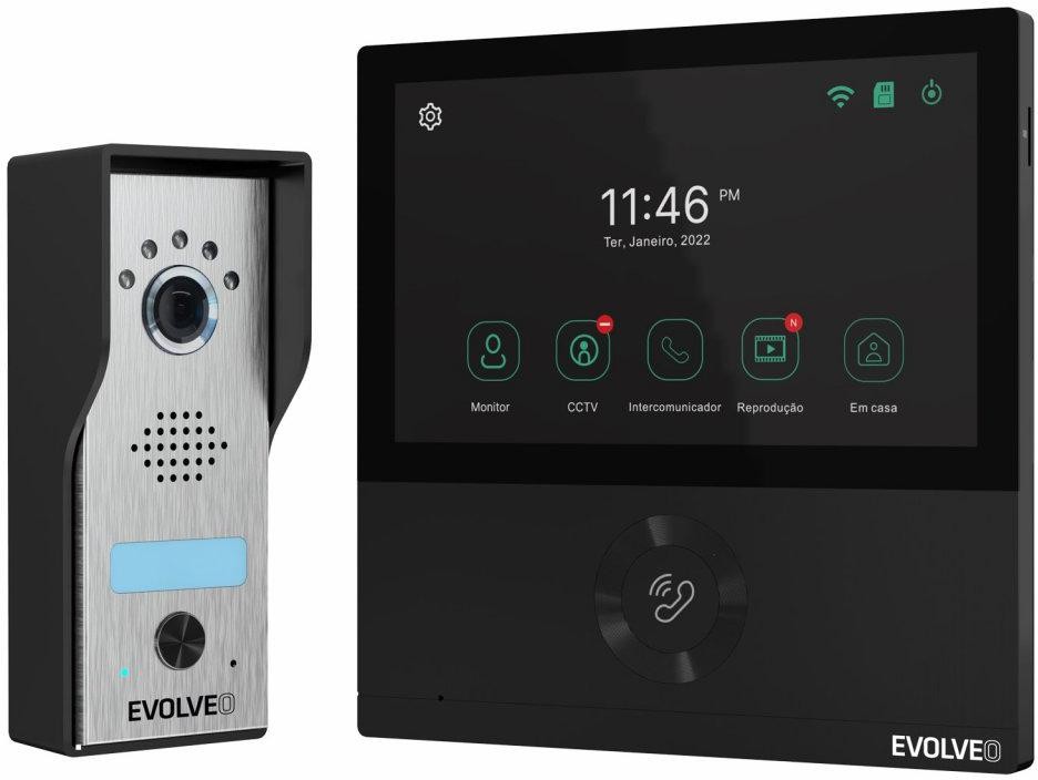 EVOLVEO DoorPhone AHD7, Sada domácího WiFi videotelefonu s ovládáním brány nebo dveří, černý (DPAHD7-B)