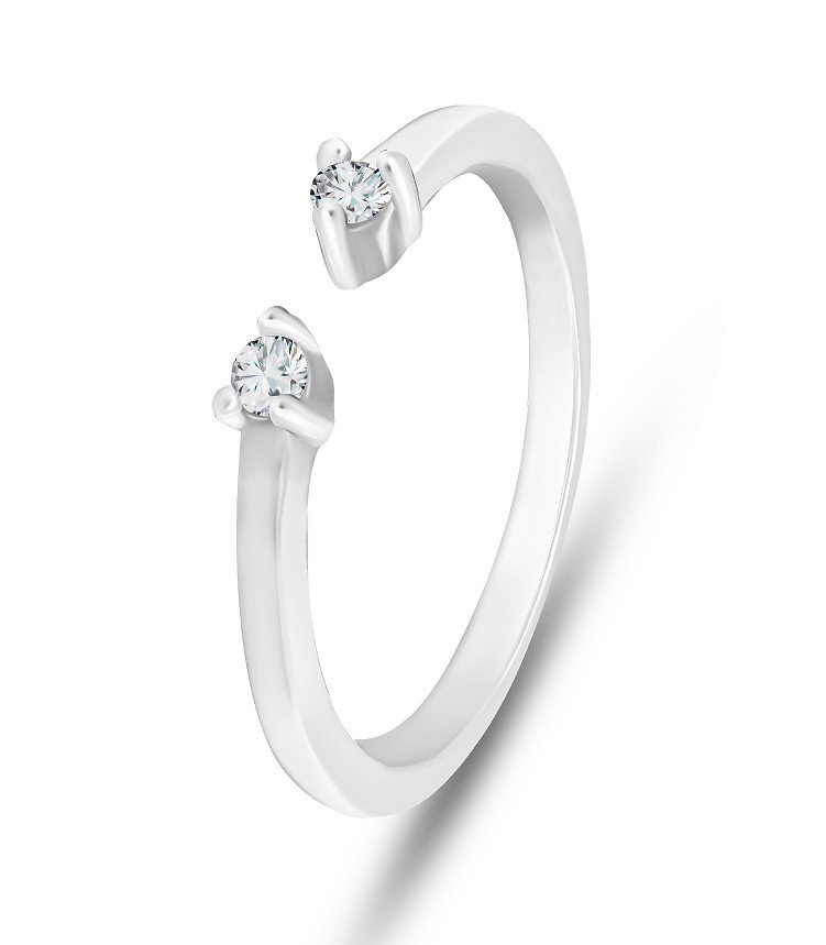 Brilio Silver Stříbrný otevřený prsten s čirými zirkony RI123W 60 mm