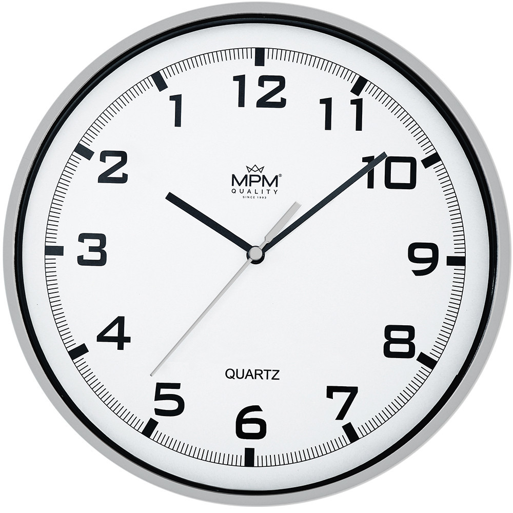 MPM Quality Designové plastové hodiny stříbrné MPM E01.2478.70.A ZPĚTNÝ CHOD
