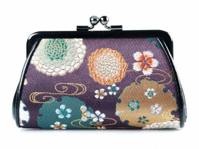 JPa Japonská dámská peněženka Nishijin Lila Flowers III