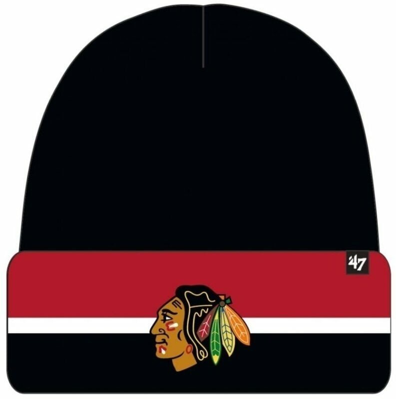 Chicago Blackhawks Split Cuff Knit Black Hokejová čepice