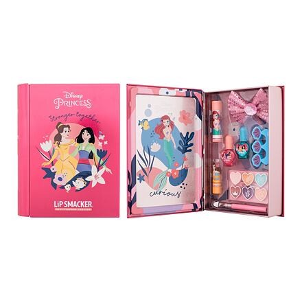 Lip Smacker Disney Princess Magic Book Tin sada balzám na rty 3,4 g + rozjasňující krém 6 x 0,25 g + lak na nehty 2 x 4,25 ml + rtěnka 1,25 g + aplikátor + sponka do vlasů + oddělovač prstů + plechová krabička