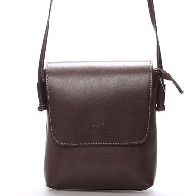 Kožená elegantní crossbody kabelka Arleen, tmavě hnědá