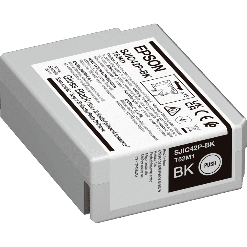 Epson SJIC42P-BK C13T52M140 pro ColorWorks, lesklá černá (glossy black) originální cartridge