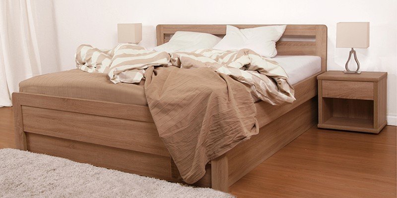 BMB KARLO KLASIK 180 x 200 cm - kvalitní lamino postel oblé rohy imitace dřeva dub Bardolino