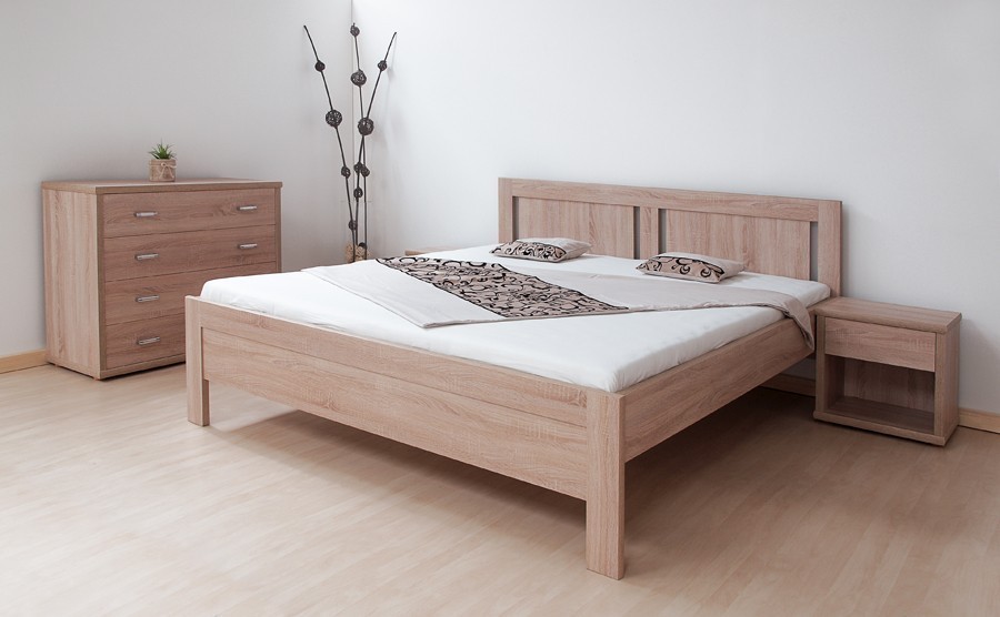 BMB KARLO NIGHT 180 x 200 cm - kvalitní lamino postel rovné rohy imitace dřeva bělené - SKLADEM
