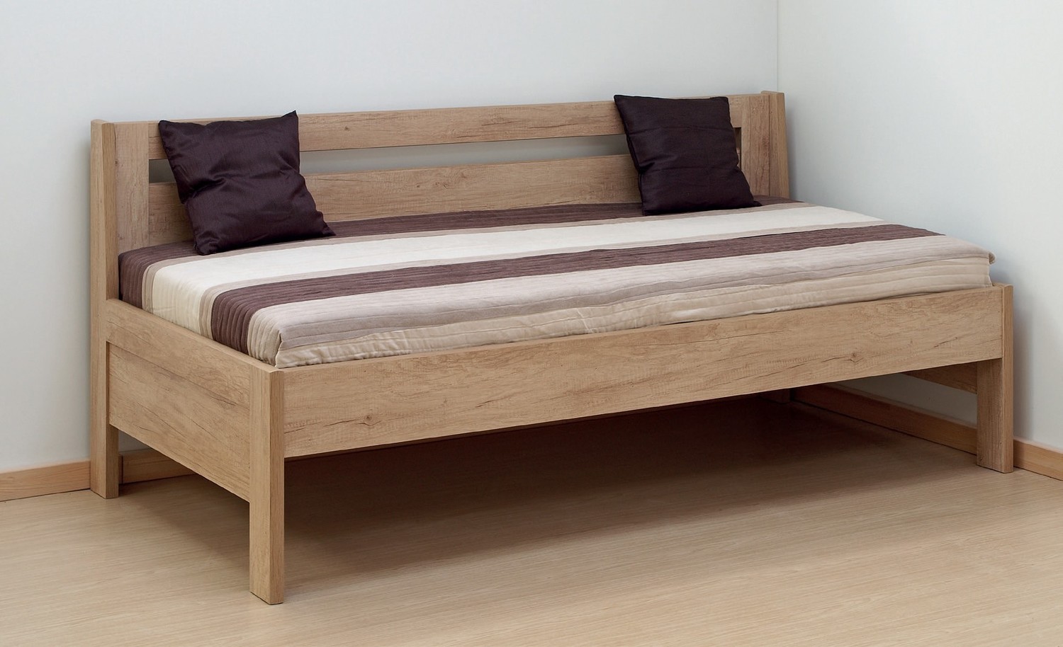 BMB TINA 90 x 200 cm kvalitní lamino postel bez područek oblé rohy imitace dřeva dub Bardolino - SKLADEM