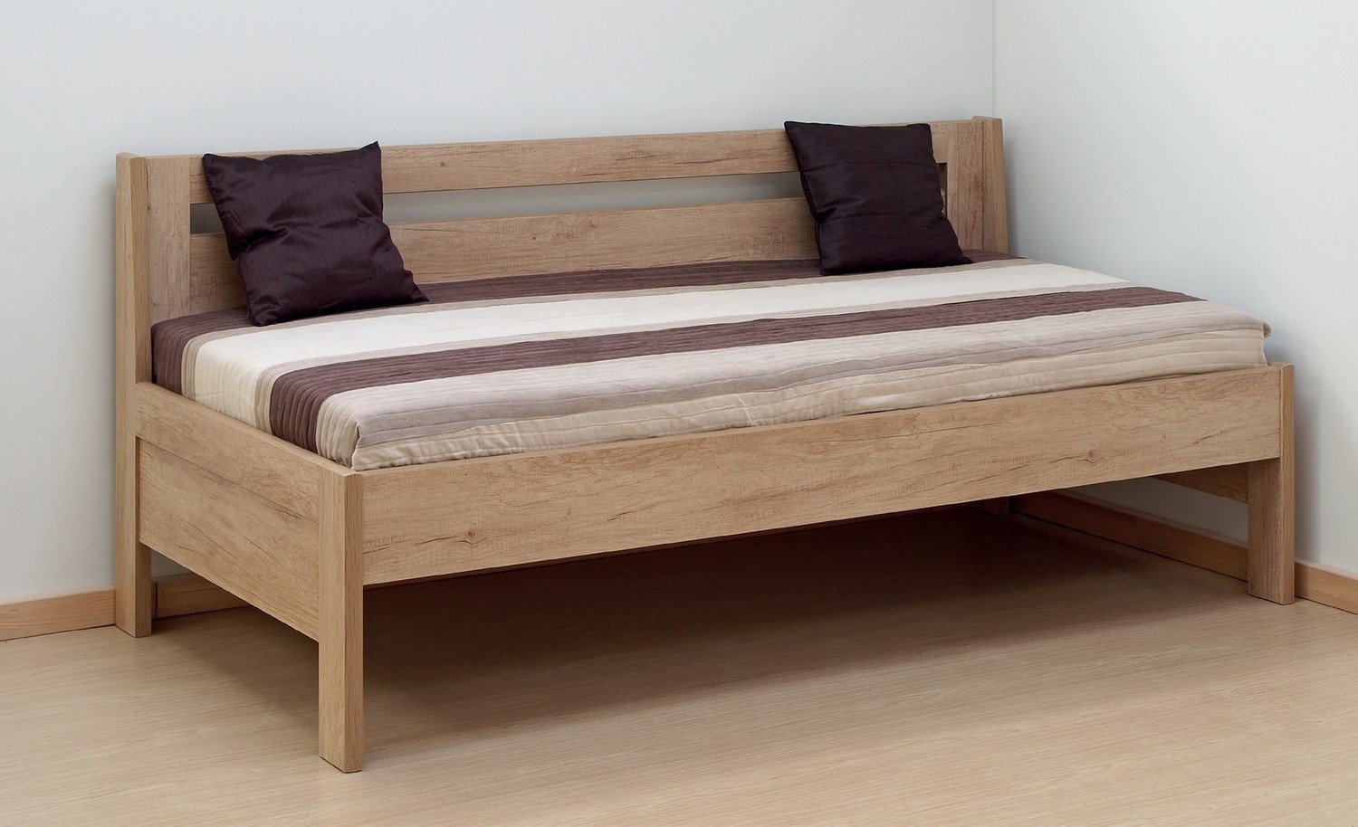 BMB TINA 90 x 200 cm pravá - kvalitní lamino postel oblé rohy imitace dřeva dub Bardolino - SKLADEM
