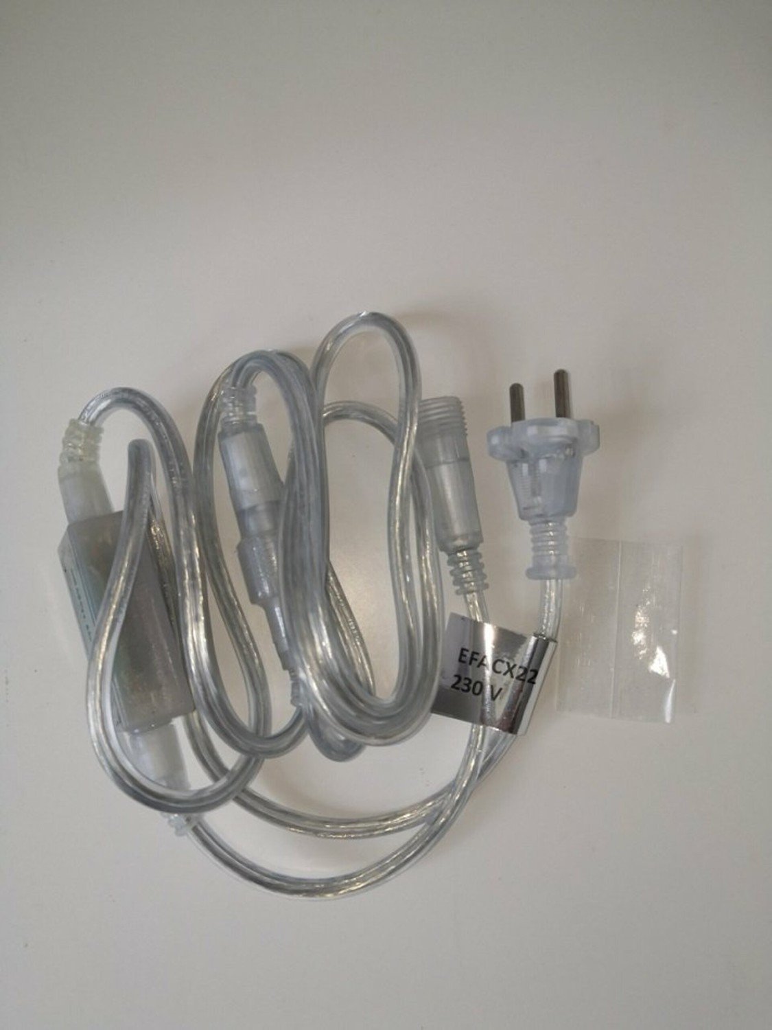 DecoLED Zdrojový kabel interiér IP20 - oddělitelný AC/DC můstek, transparentní kabel EFACX22