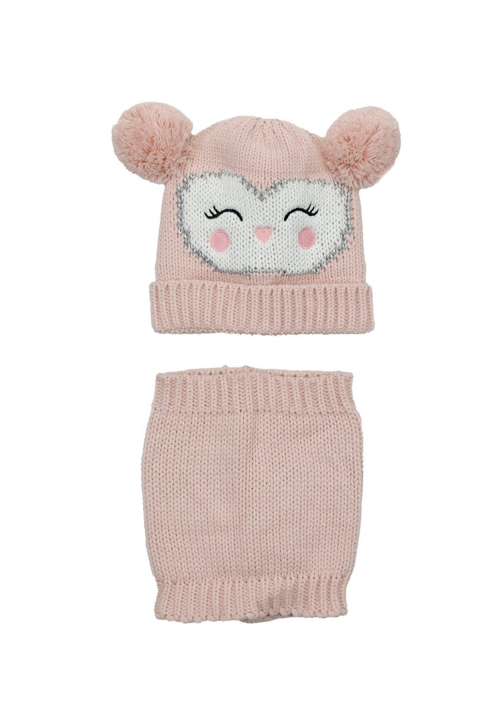 KINETIX Owl Set-g-2pr Powder Girls' Scarf Beani