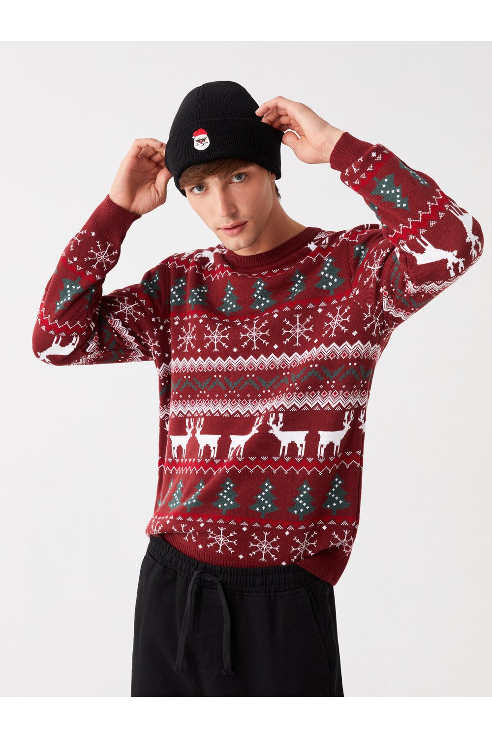 LC Waikiki Crew Neck Long Sleeve Christmas Theme Men's Knitwear Sweater