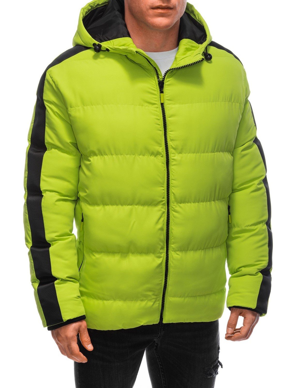 Edoti Men's quilted winter jacket - lime green