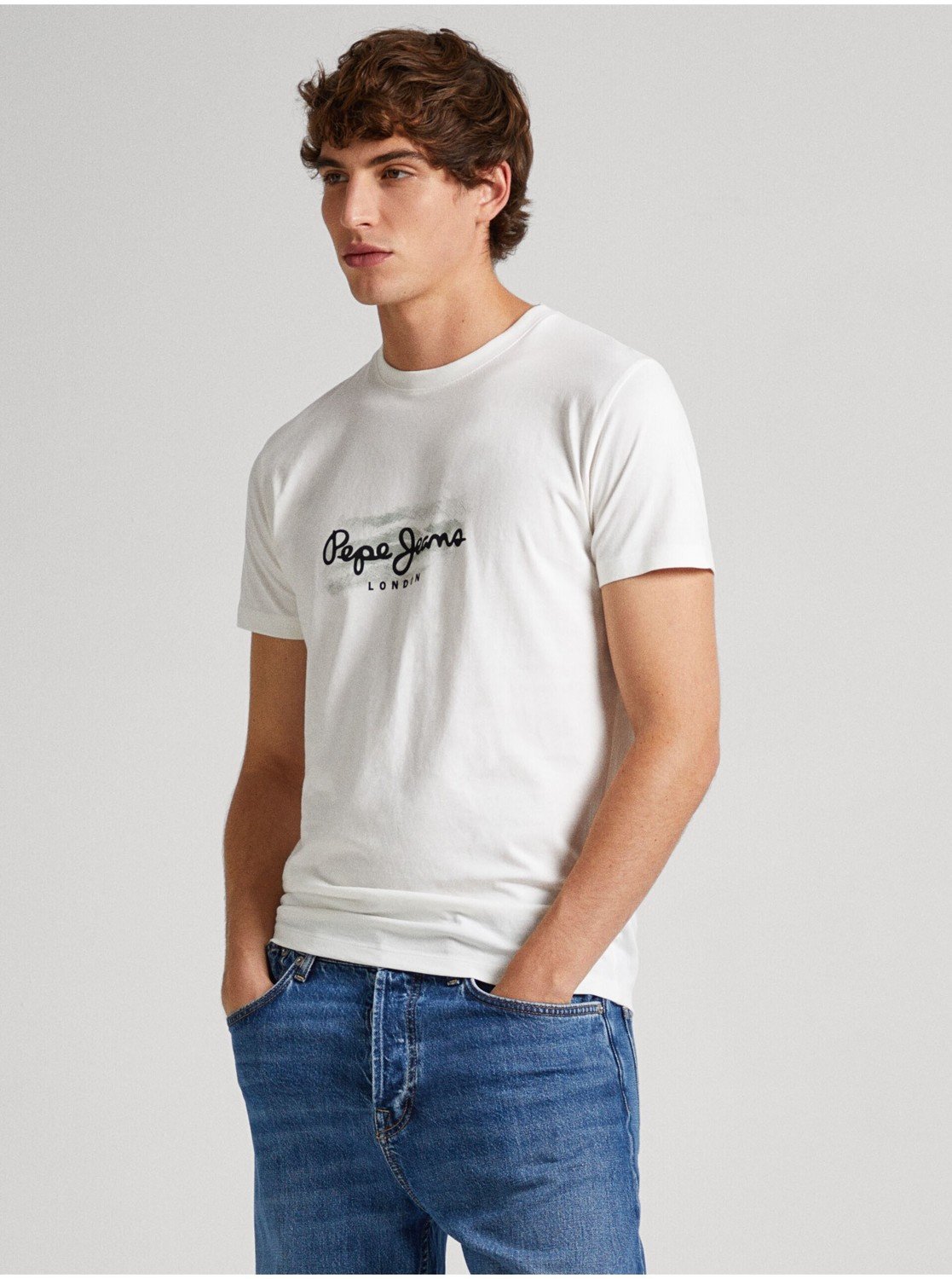 Bílé pánské tričko Pepe Jeans - Pánské