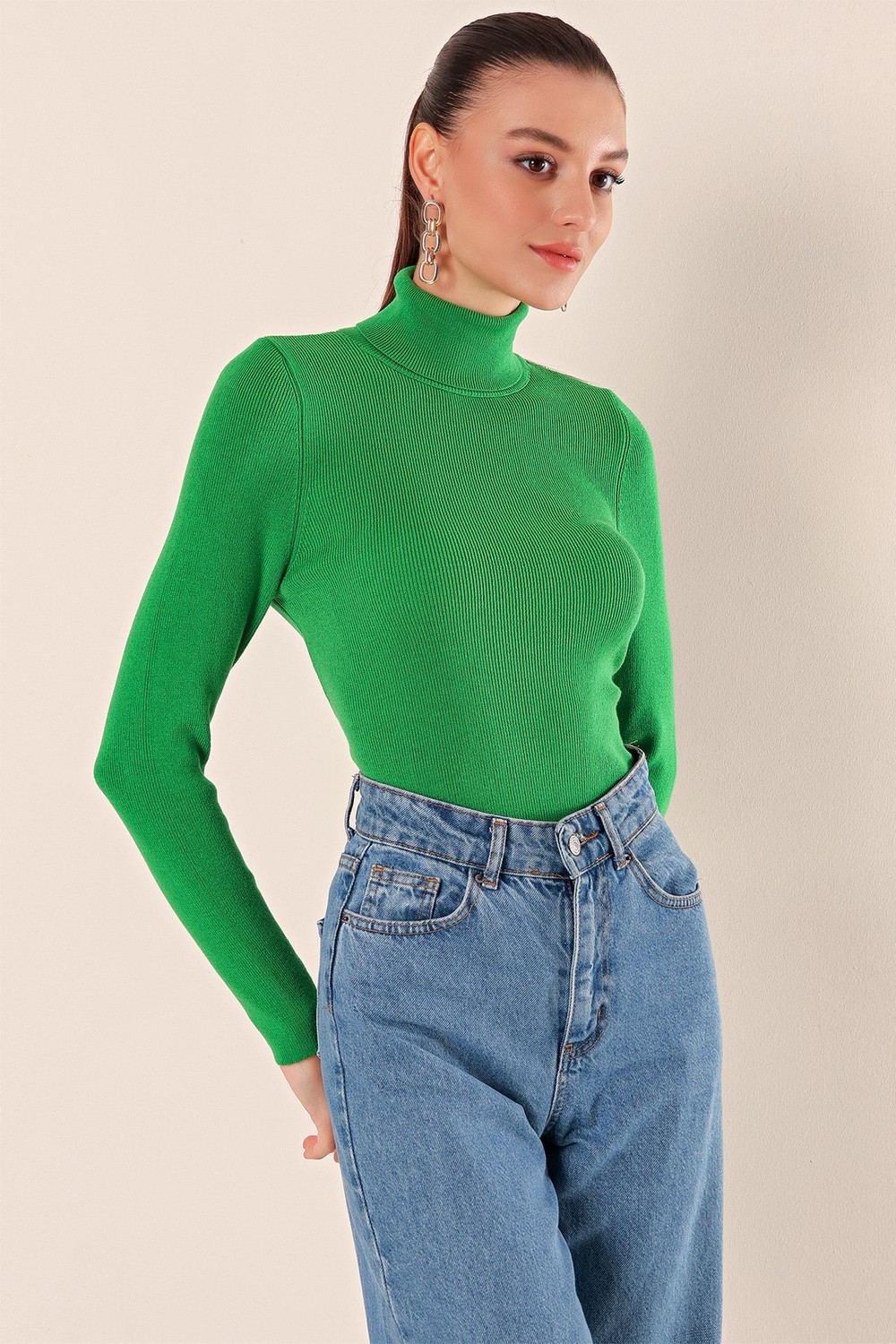 Bigdart 15825 Turtleneck Knitwear Sweater - Green