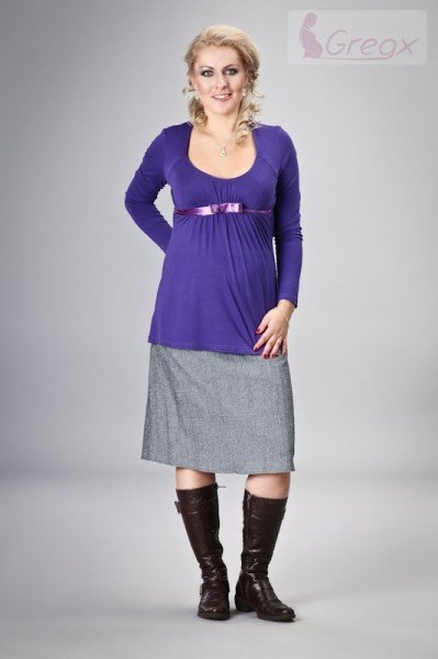 Gregx Těhotenská sukně ELVIA - šedá s odstínem stříbr. nitky XL (42)