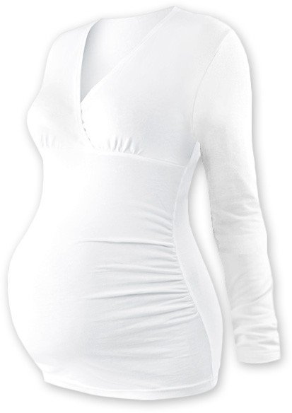 JOŽÁNEK Těhotenské triko/tunika dlouhý rukáv EVA - bílé L/XL