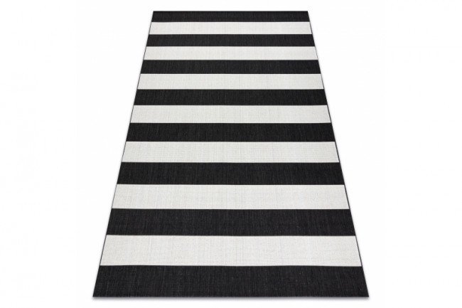 Koberec Floorlux sizal flat 48644/690 - Pásy černo bílý