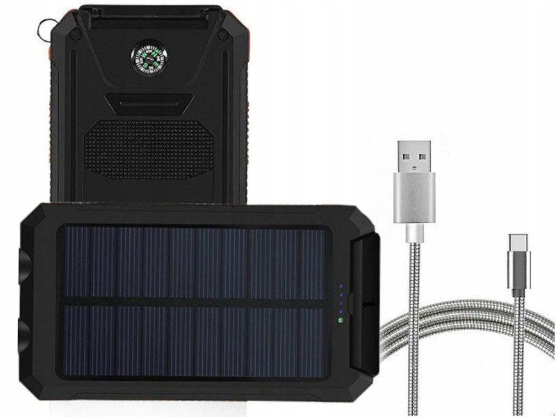 Powerbanka Solární Výkonná baterie +usb typ-C kabel