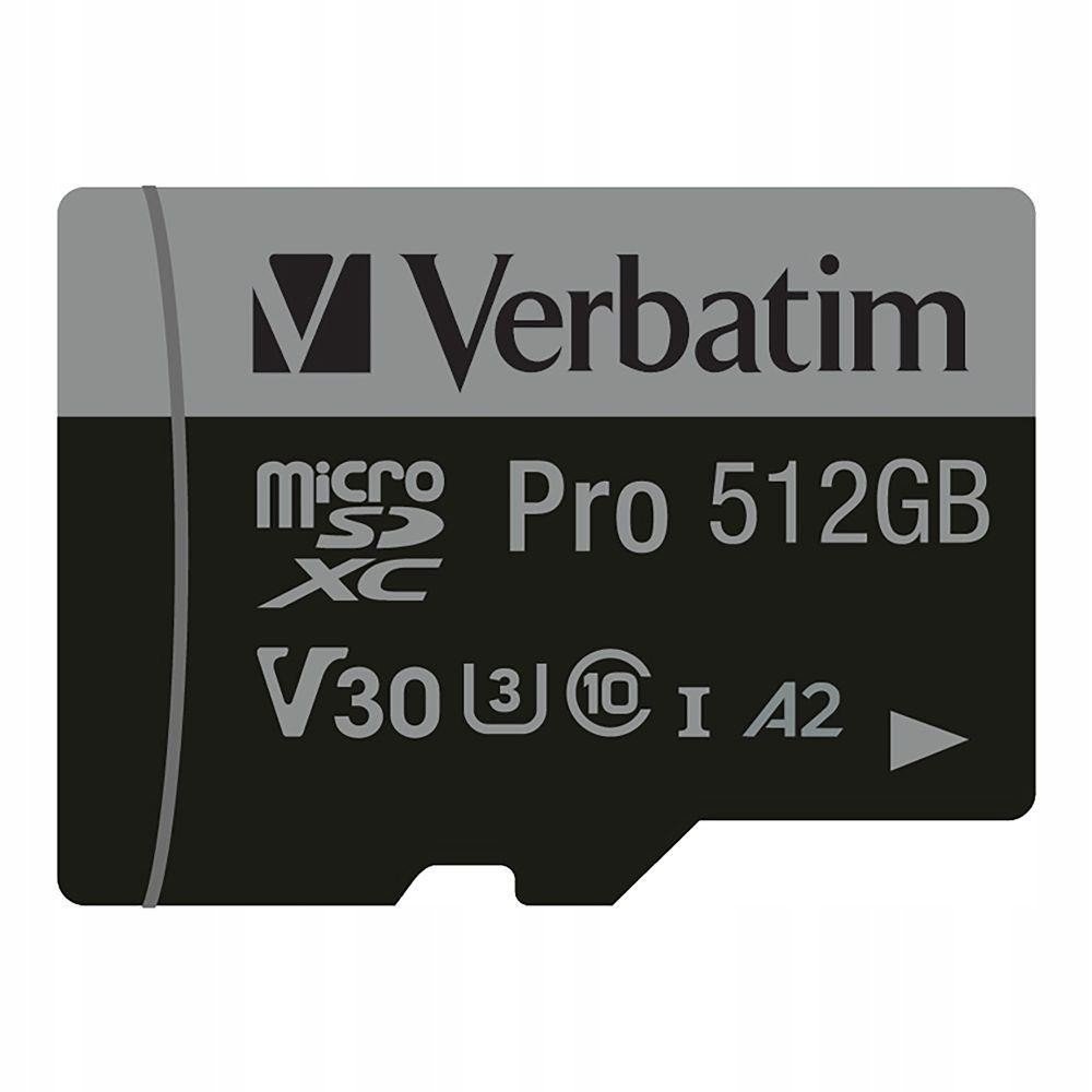 Paměťová karta Micro Sdxc Verbatim Pro U3 512GB (100/90 MB/s) Class 10 U3 V3