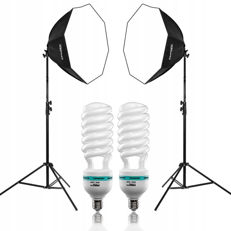 2x studiová lampa Softbox octa 60cm 2x 85W stativ