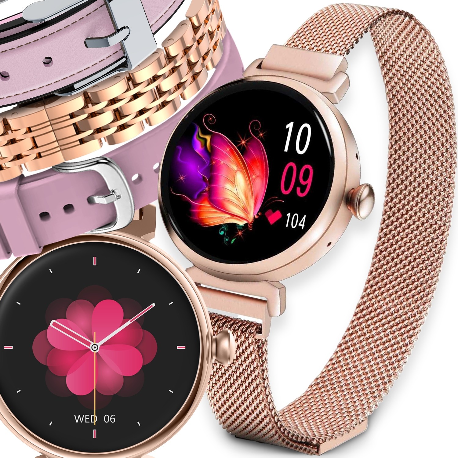 Smartwatch Pro Ženy menu pl Připojení Smart Watch 4 řemínky