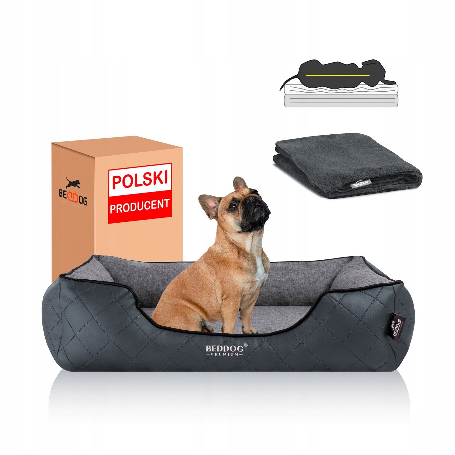 pelíšek Ortopedické Pro Psa Postel Beddog Wuffi L 80X65 Rock Flow +bonus