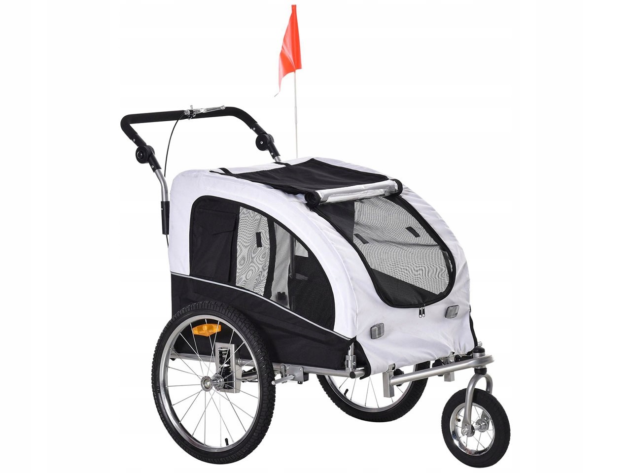 Cyklistický vozík/kočárek pro psy Pawhut 5663-1290, bílo-černý A