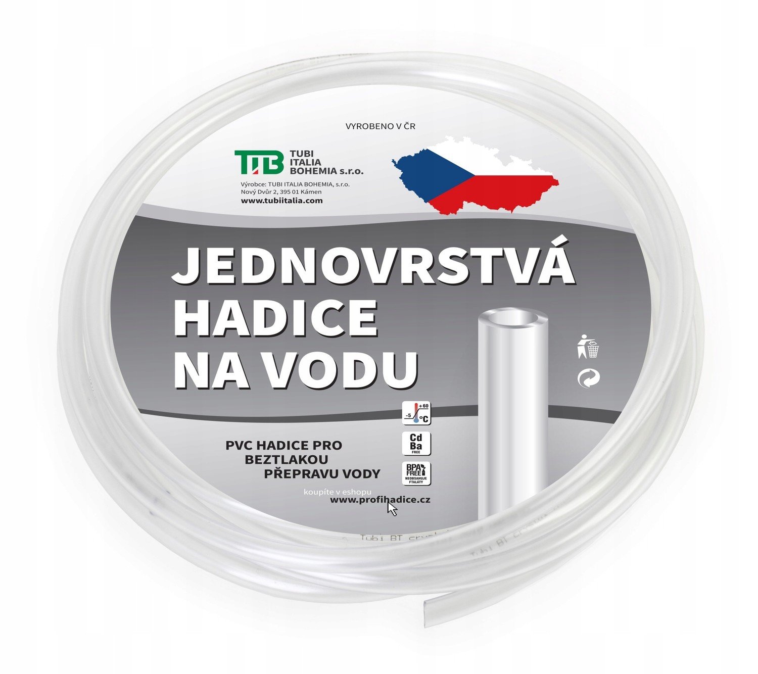 Průhledná jednovrstvá hadice 12x16 mm 100 m