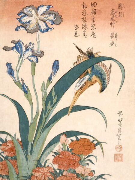 Hokusai, Katsushika Hokusai, Katsushika - Obrazová reprodukce Kingfisher, (30 x 40 cm)