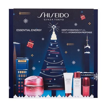 Shiseido Essential Energy Deep Hydration Ritual sada denní pleťový krém Essential Energy Hydrating Cream 50 ml + čisticí pleťová pěna Clarifying Cleansing Foam 15 ml + pleťová voda Treatment Softener 30 ml + pleťové sérum Ultimune Power Infu