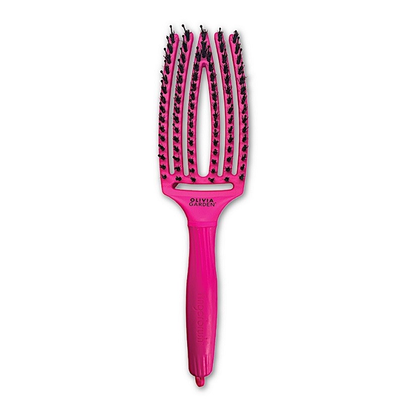 Olivia Garden Fingerbrush Combo Think Pink Neon Pink Plochý kartáč na vlasy