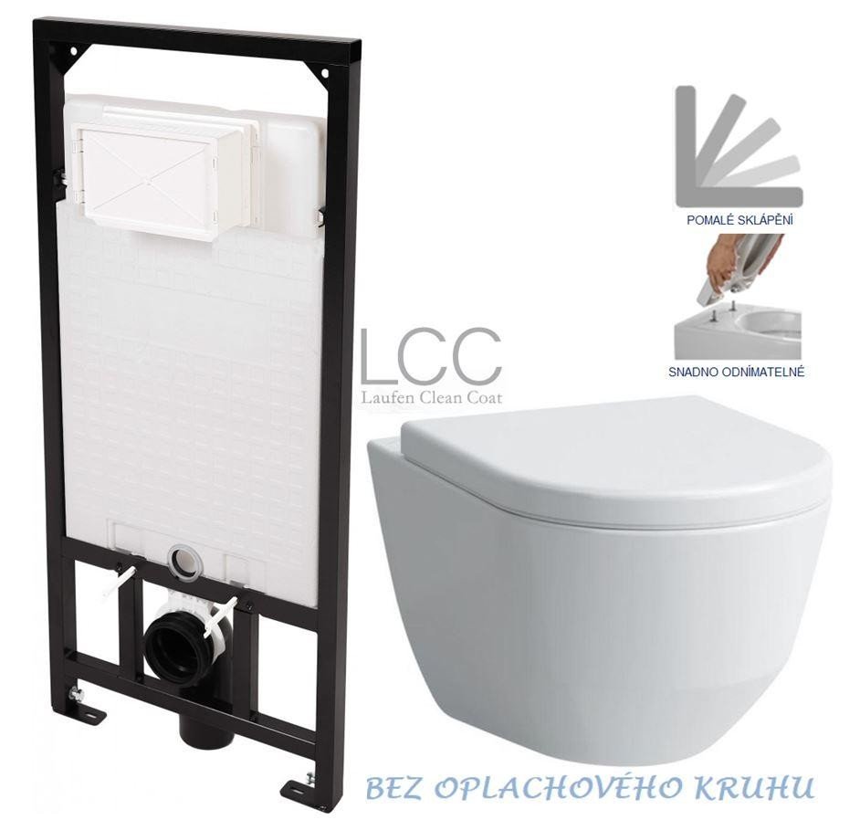 DEANTE Podomítkový rám, pro závěsné WC mísy bez tlačítka + WC LAUFEN PRO LCC RIMLESS + SEDÁTKO CST_WC01 X LP2