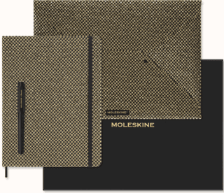 Moleskine Shine Sběratelská sada zlatá - zápisník XL, obálka A4 a plnící pero Kaweco