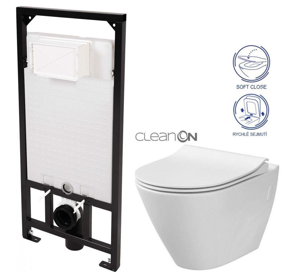 DEANTE Podomítkový rám, pro závěsné WC mísy bez tlačítka + WC CERSANIT CLEANON CITY CST_WC01 X CI1