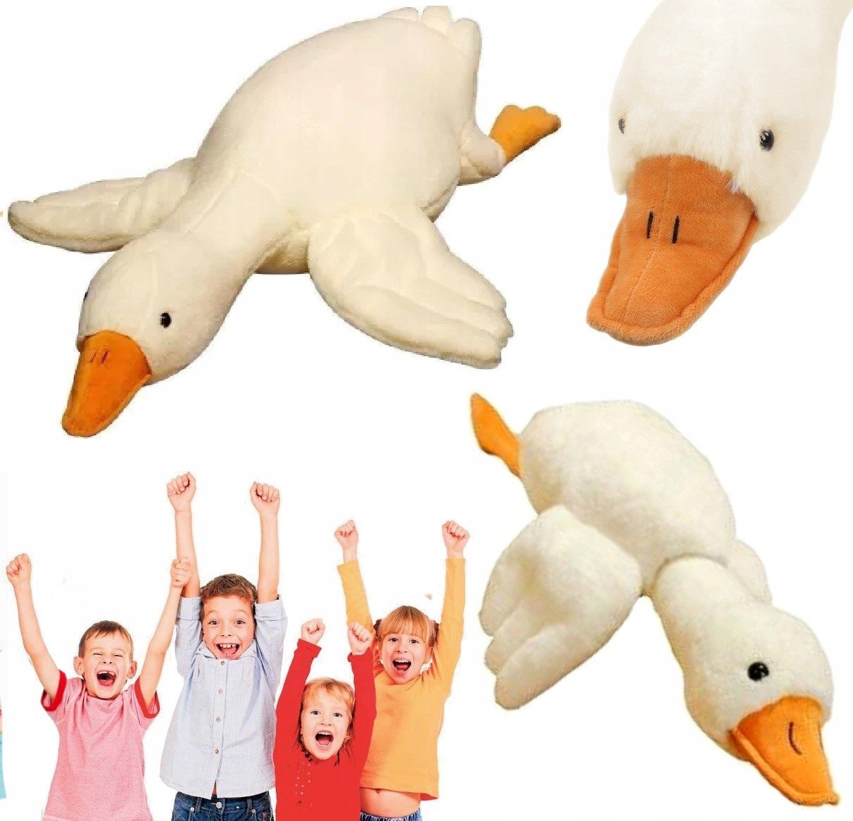Hračka maskot hebká plyšová husa bílá 70 cm