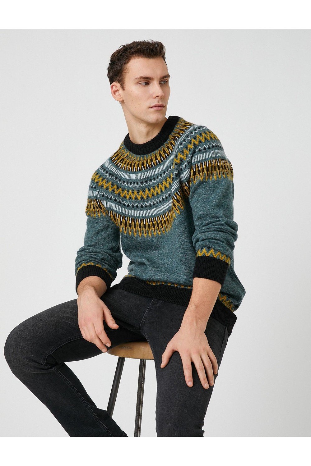 Koton Crew Neck Sweater with Ethnic Detail