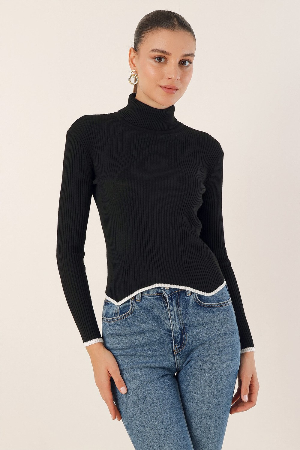 Bigdart 15823 Turtleneck Knitwear Sweater - Black