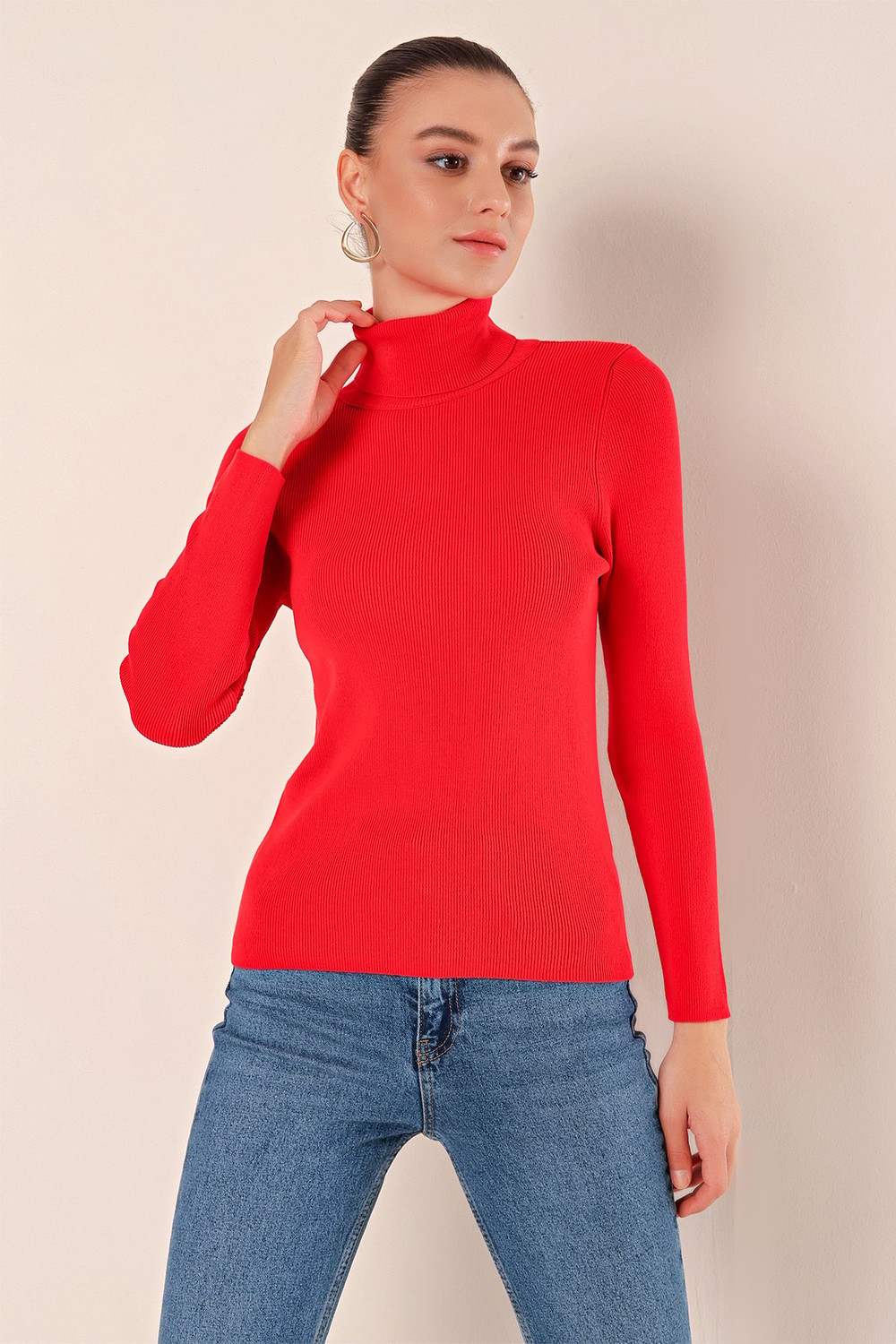 Bigdart 15825 Turtleneck Knitwear Sweater - Red